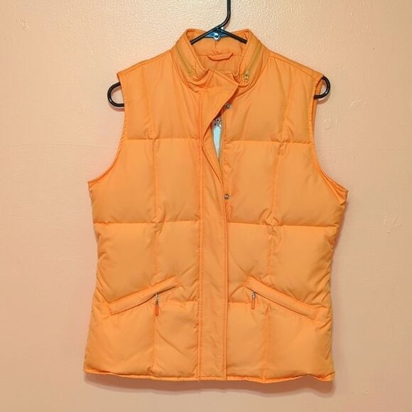 Talbots Jackets & Blazers - Talbots puffer goose down hooded orange vest S NWT
